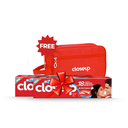 Buy 2 Closeup Red Hot Gel Toothpaste 160g and get Free Closeup Pouch