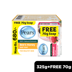 Pears Naturals Bee's honey Baby Soap Multipack 325g + FREE 70g Soap
