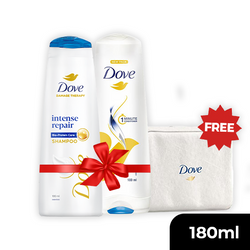 Buy a Dove Intense Repair shampoo and conditioner 180ml & Get a FREE Pouch