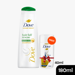 Dove Hair Fall Rescue Shampoo 180ml and get a Dove Intense Repair conditioner 40ml for Free