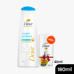 Dove Oxygen Moisture Bio-Protein Shampoo 180ml and get a Dove Intense Repair conditioner 40ml for Free