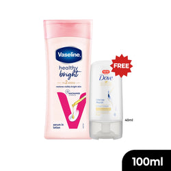 Buy Vaseline Healthy bright Body Lotion 100ml and Get Free Dove Intense Repair conditioner 40ml