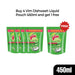 Buy 4 Vim Dishwash Liquid Refill Pouch 450ml and get one Free