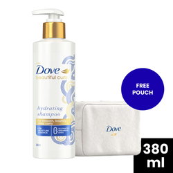 Buy  Dove Beautiful Curls Shampoo 380ml and get a Free Dove White Pouch.