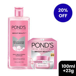 Get 20% Off on Pond's Bright Beauty Daily Brightening Facewash 100ml & Pond's Bright Beauty Serum Cream 23g