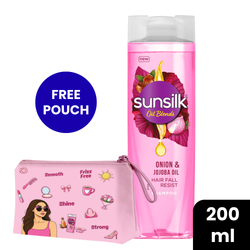 Buy Sunsilk Onion & Jojoba Oil Hair Fall Resist Shampoo 200ml & Get a FREE Makeup Pouch