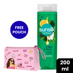 Buy Sunsilk Lemon & Freesia Fresh Detox Shampoo 200ml & Get a FREE Makeup Pouch