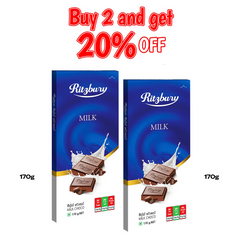 Buy 2 Ritzbury Milk Chocolate 170g, and get 20% OFF