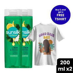 Buy 2 Sunsilk Lemon & Freesia Fresh Detox Shampoo 200ml and get FREE Sunsilk T-shirt !